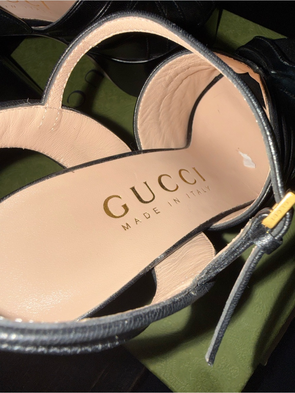 Gucci Black Leather Platform Sandals with Ankle Straps - Picture 4 of 4